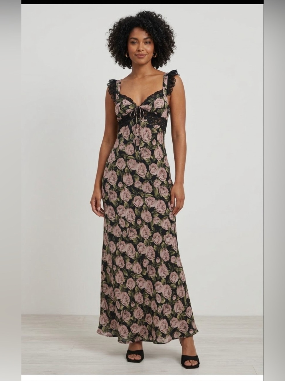 NWT For Love & Lemons Fallen Rose Print Maxi‎ Dress SZ XL